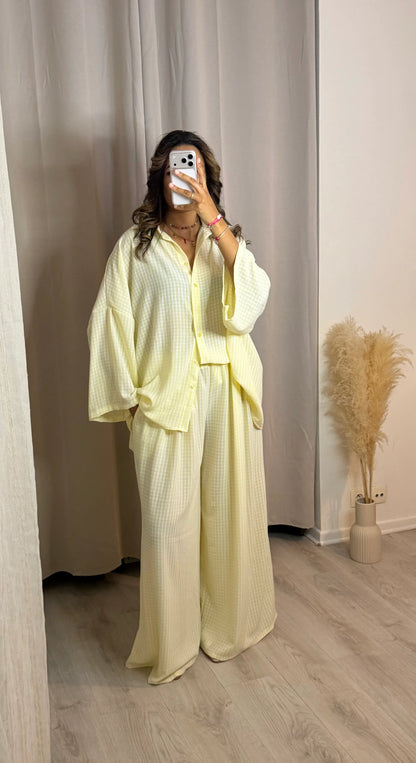 BELMAGHRIBIA – Vichy Chic Chemise et Pantalon - YZ0162