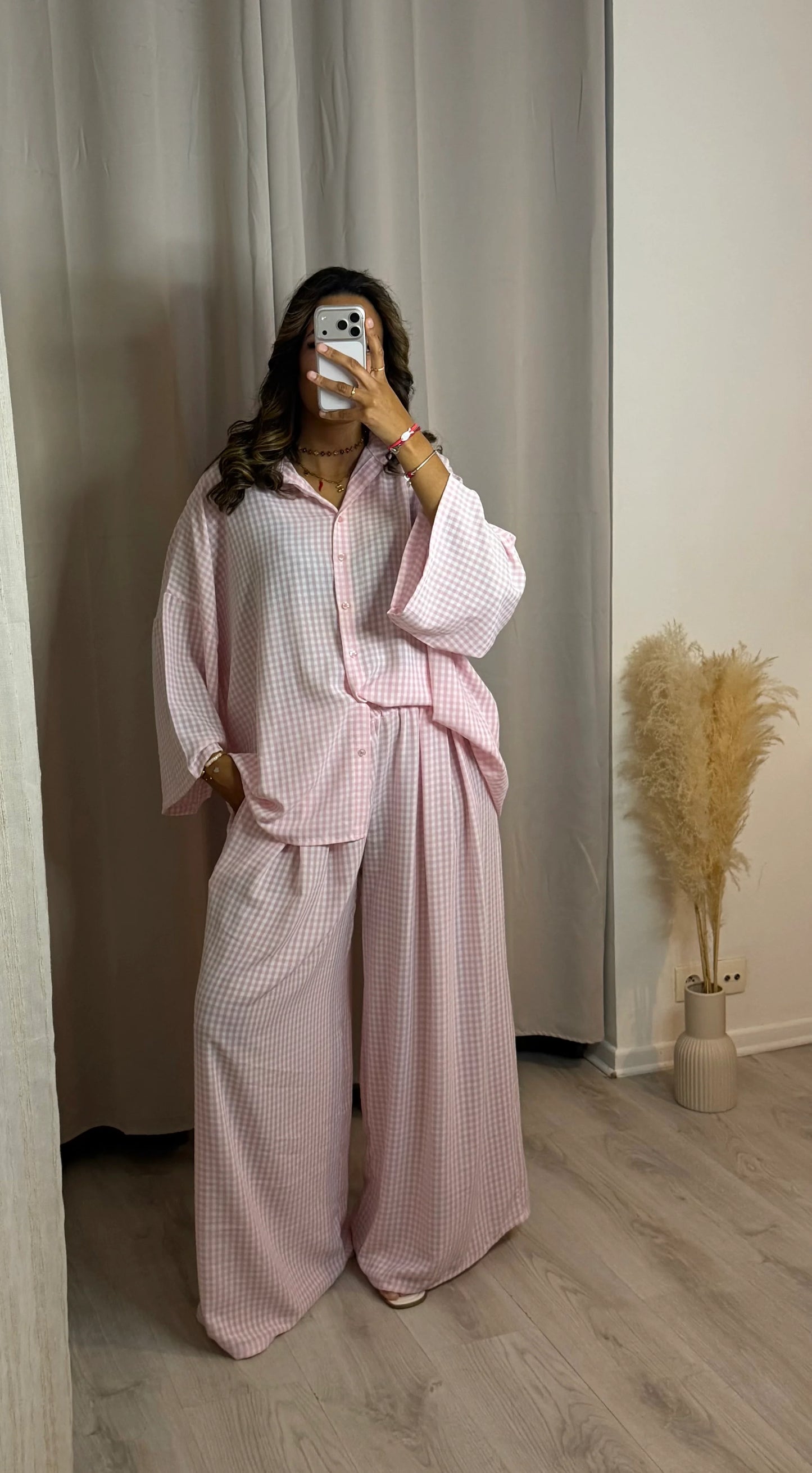 BELMAGHRIBIA – Vichy Chic Chemise et Pantalon - YZ0162