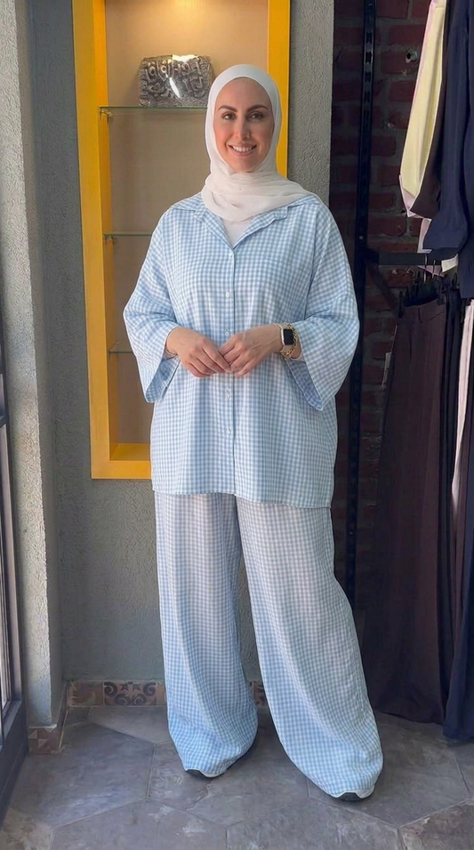 BELMAGHRIBIA – Vichy-Chic Chemise et Pantalon - YZ0162