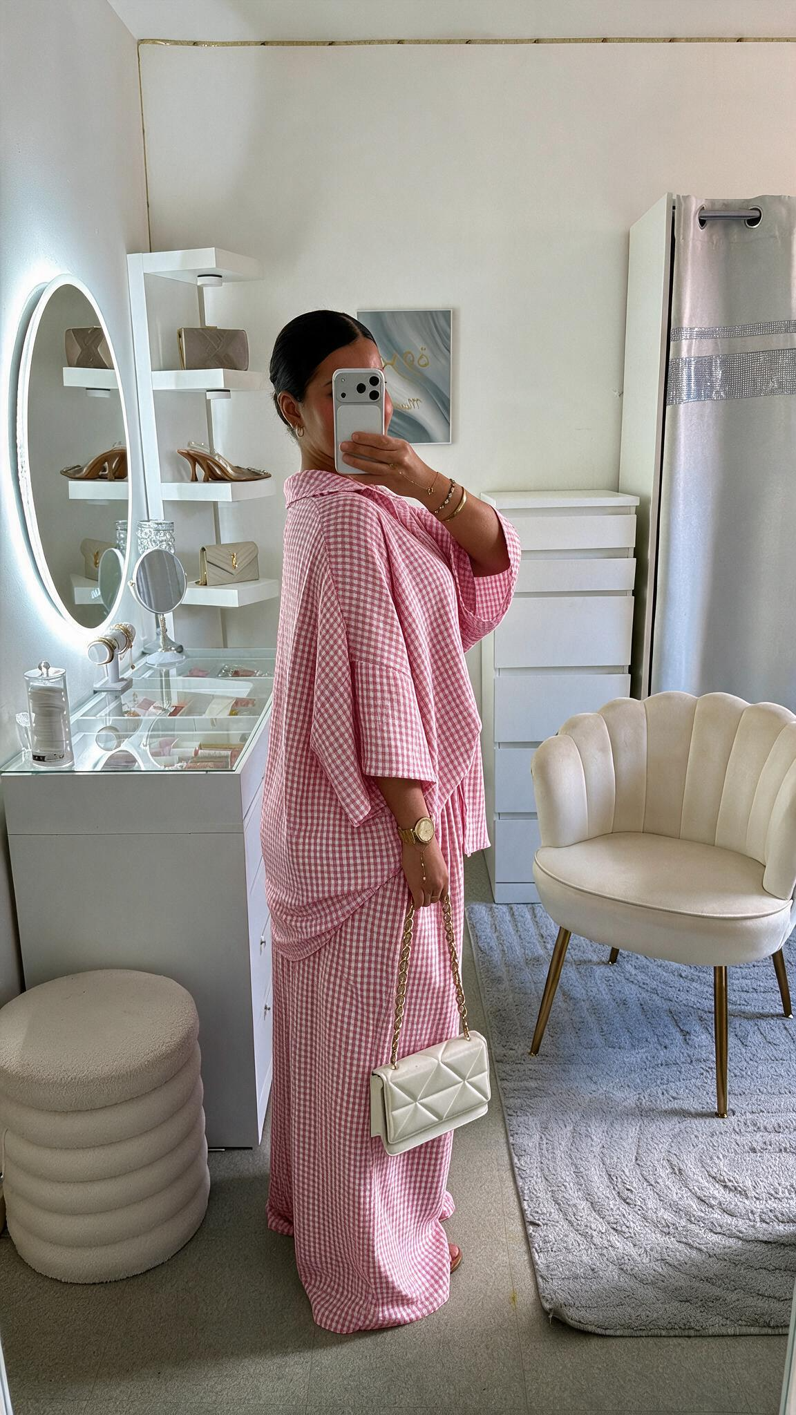 BELMAGHRIBIA – Vichy Chic Chemise et Pantalon - YZ0162