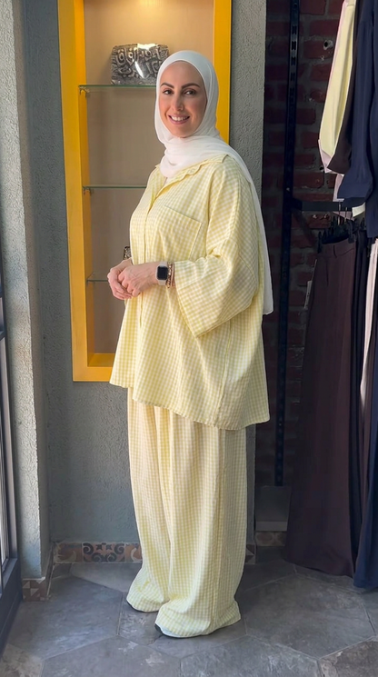 BELMAGHRIBIA – Vichy-Chic Chemise et Pantalon - YZ0162