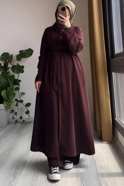 BELMAGHRIBIA – Ensemble Trench et Pantalon Élégant -YZ0059